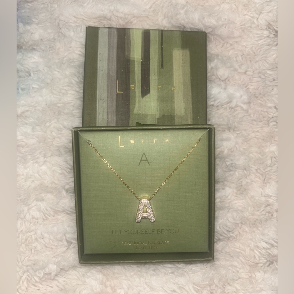 Nordstrom Pavé Cubic Zirconia Letter A Initial Pendant 14k Gold Plate Necklace 💕